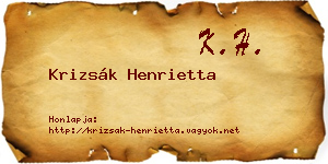 Krizsák Henrietta névjegykártya